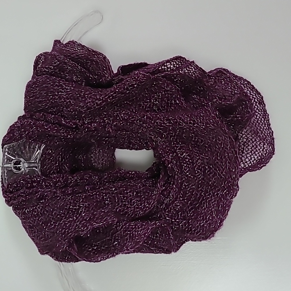 Women's purple infinity scarf.